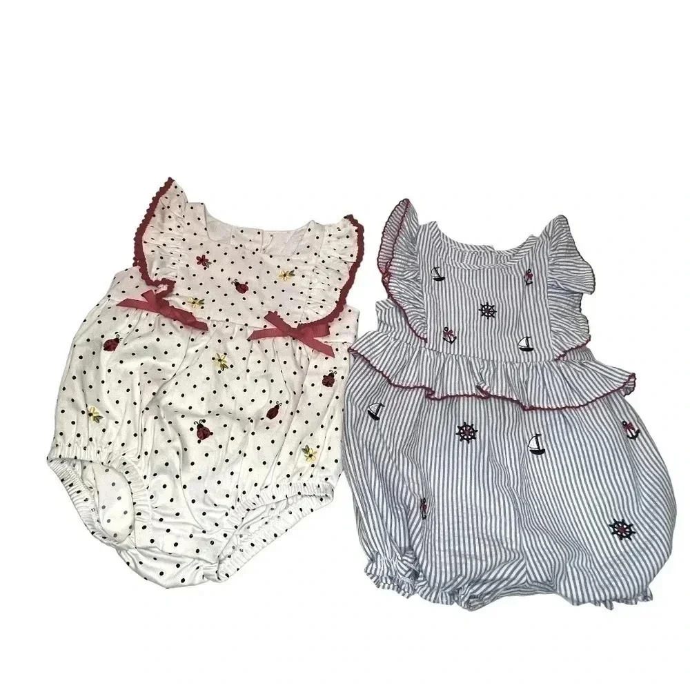 GOOD LAD BABY GIRL ROMPERS•SIZE6-9 MONTHS•SUMMER STRIPED ROMPER•POLKA DO…